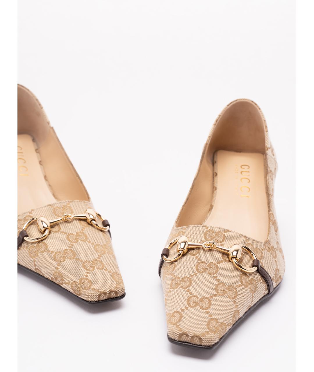 GUCCI Бежевые текстильные туфли, фото 5