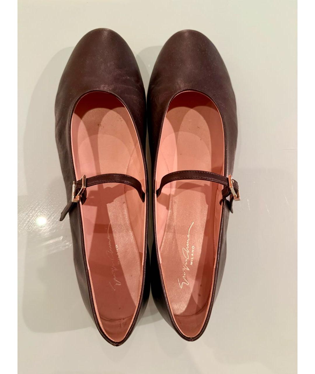 GIORGIO ARMANI Коричневые кожаные балетки, фото 3