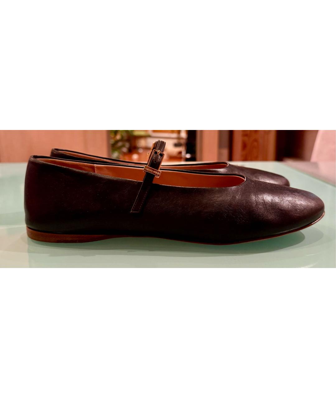 GIORGIO ARMANI Коричневые кожаные балетки, фото 7