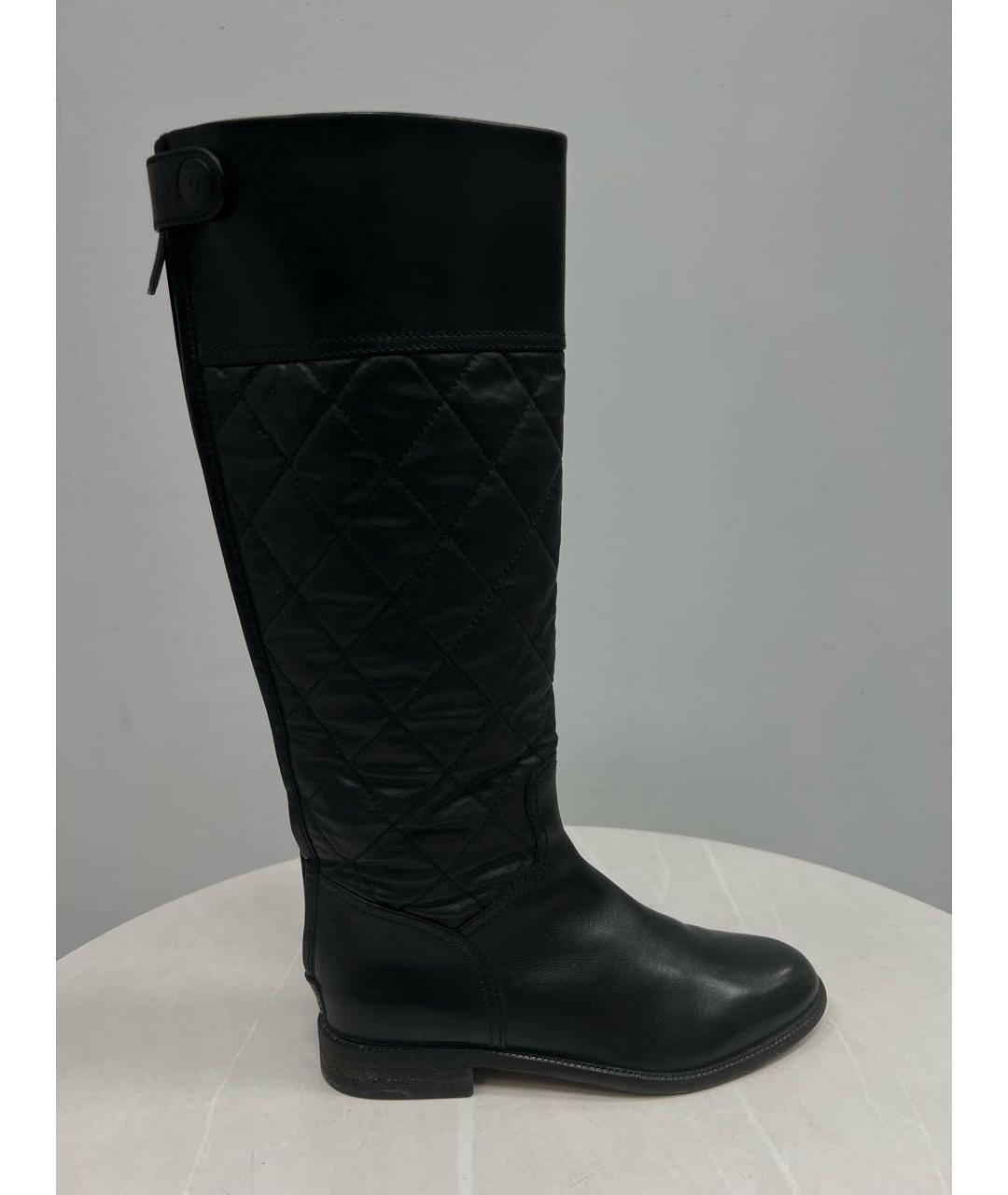 CHANEL Черные кожаные сапоги, фото 7