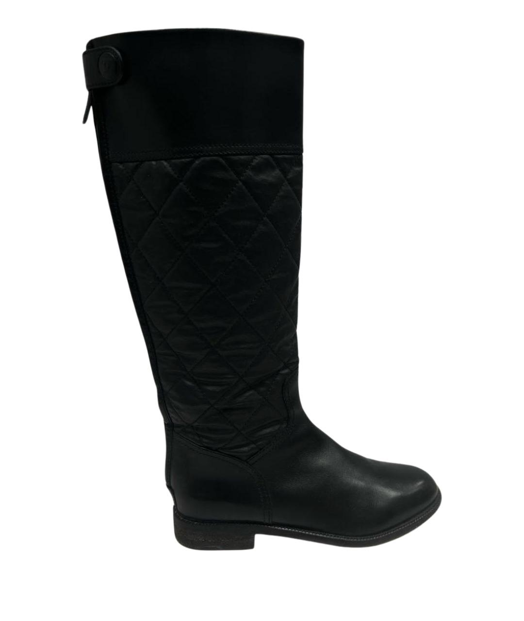 CHANEL Черные кожаные сапоги, фото 1