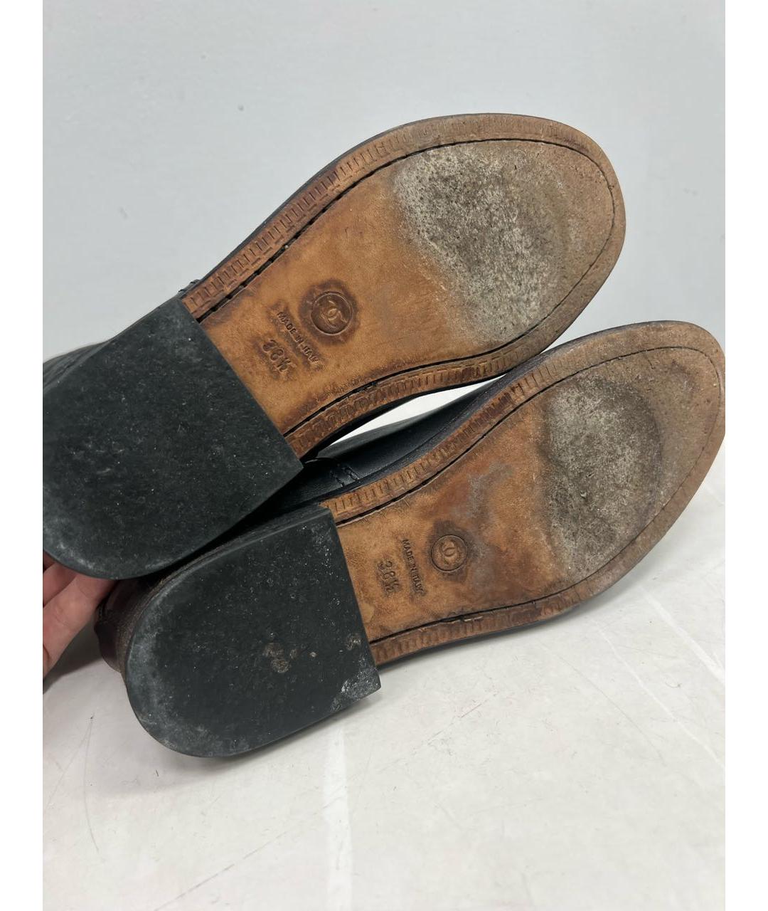 CHANEL Черные кожаные сапоги, фото 4