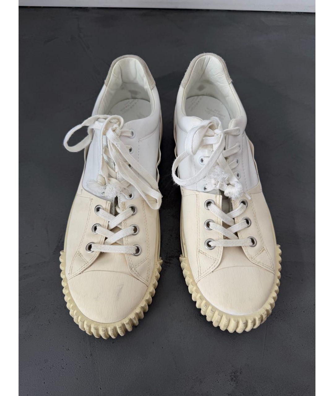 MAISON MARGIELA Белые кожаные низкие кроссовки / кеды, фото 5