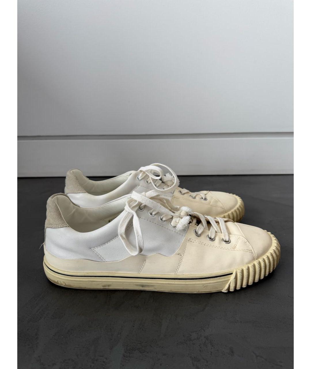 MAISON MARGIELA Белые кожаные низкие кроссовки / кеды, фото 6