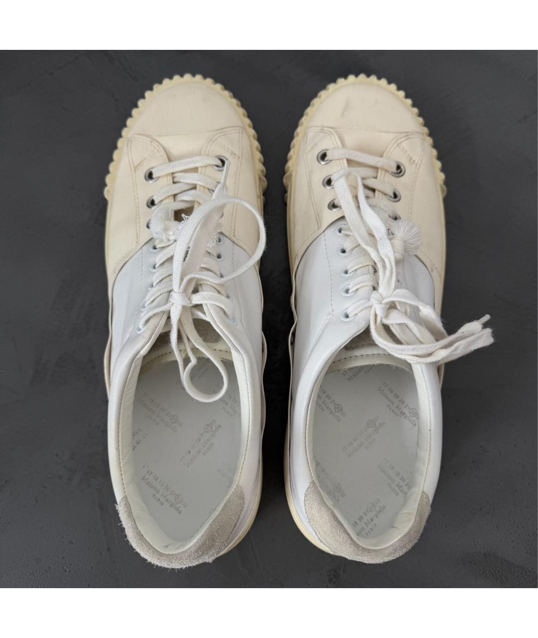 MAISON MARGIELA Белые кожаные низкие кроссовки / кеды, фото 3