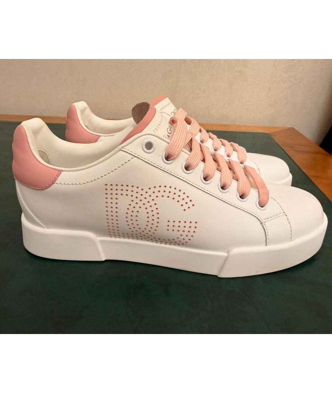 DOLCE&GABBANA Белые кожаные кеды, фото 3