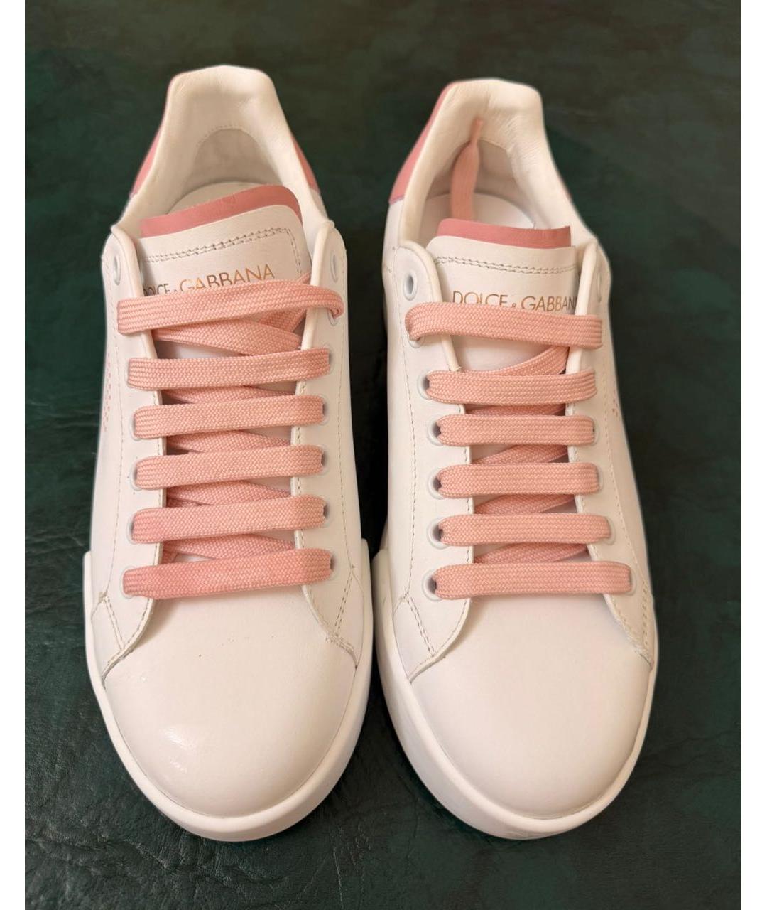 DOLCE&GABBANA Белые кожаные кеды, фото 2