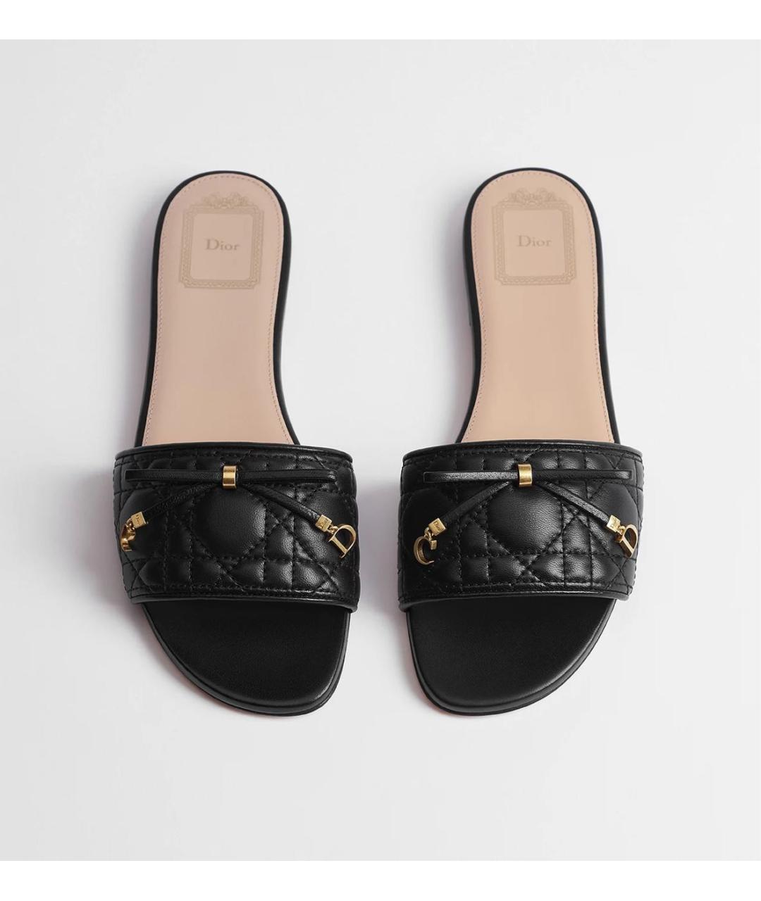 CHRISTIAN DIOR Черные кожаные мюли, фото 3