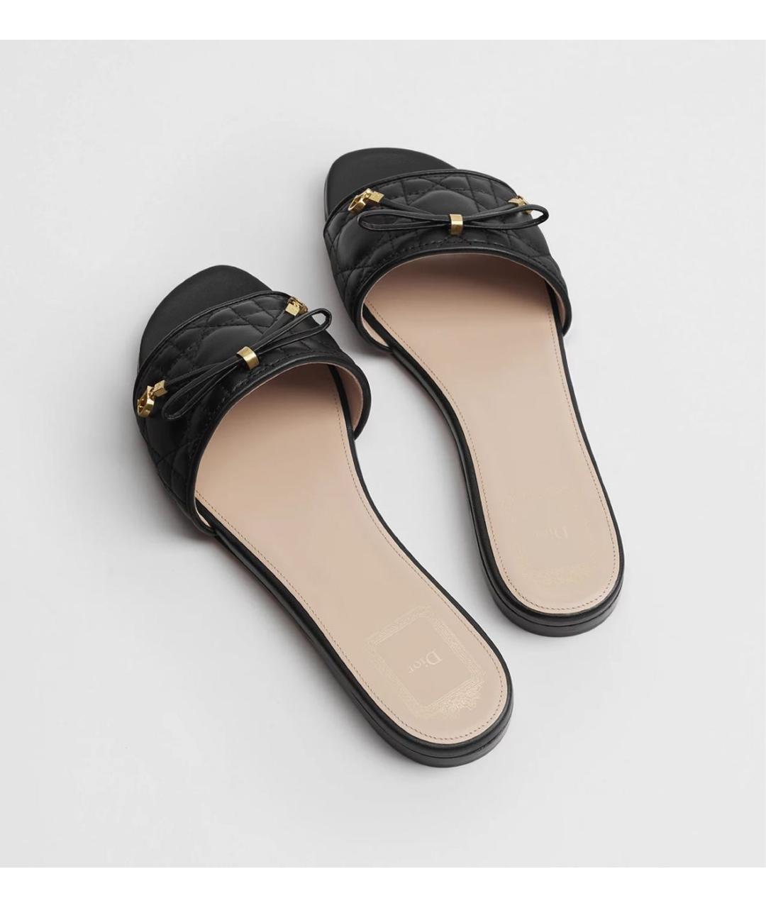 CHRISTIAN DIOR Черные кожаные мюли, фото 4