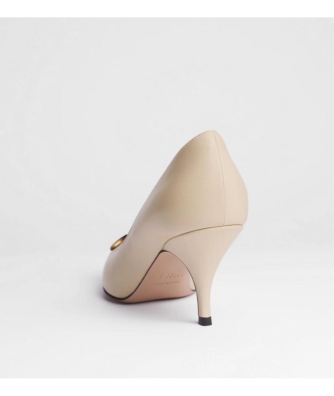 CHRISTIAN DIOR Бежевые кожаные туфли, фото 3