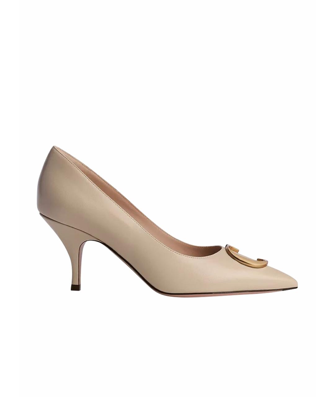 CHRISTIAN DIOR Бежевые кожаные туфли, фото 1