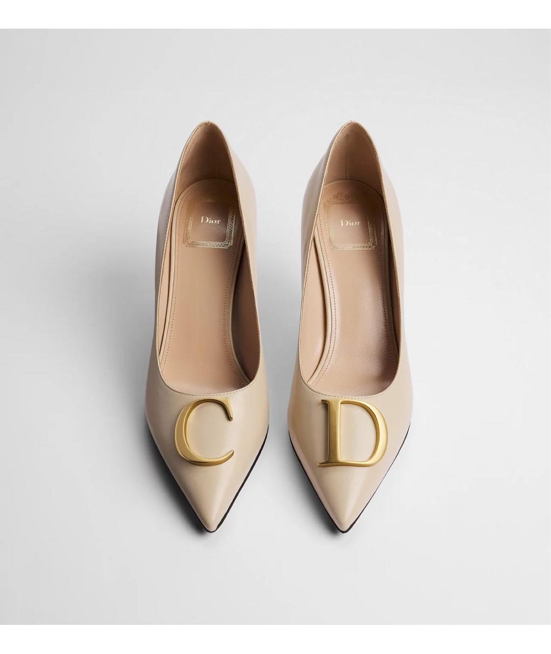 CHRISTIAN DIOR Бежевые кожаные туфли, фото 2