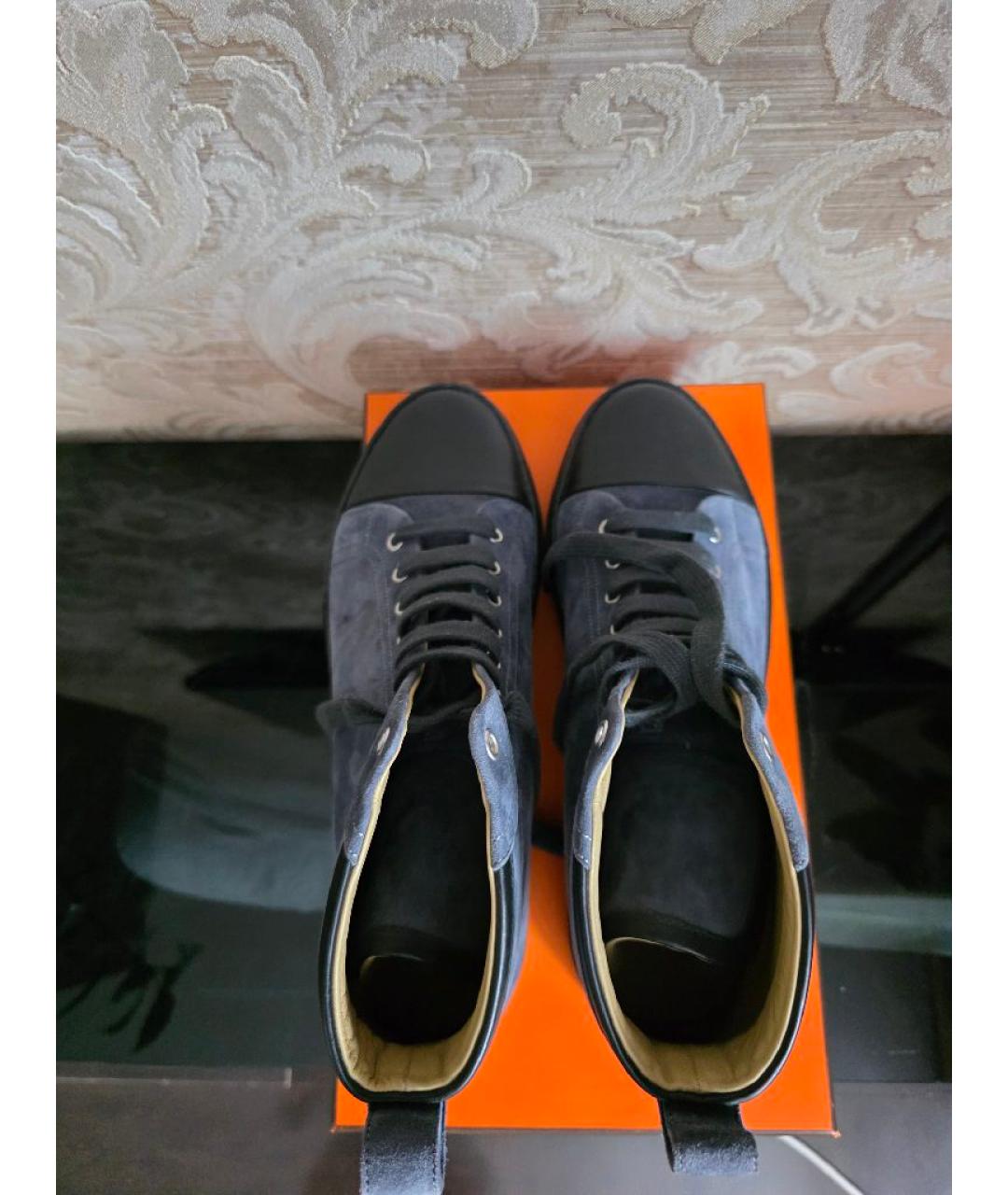 HERMES Синие замшевые высокие кроссовки / кеды, фото 3