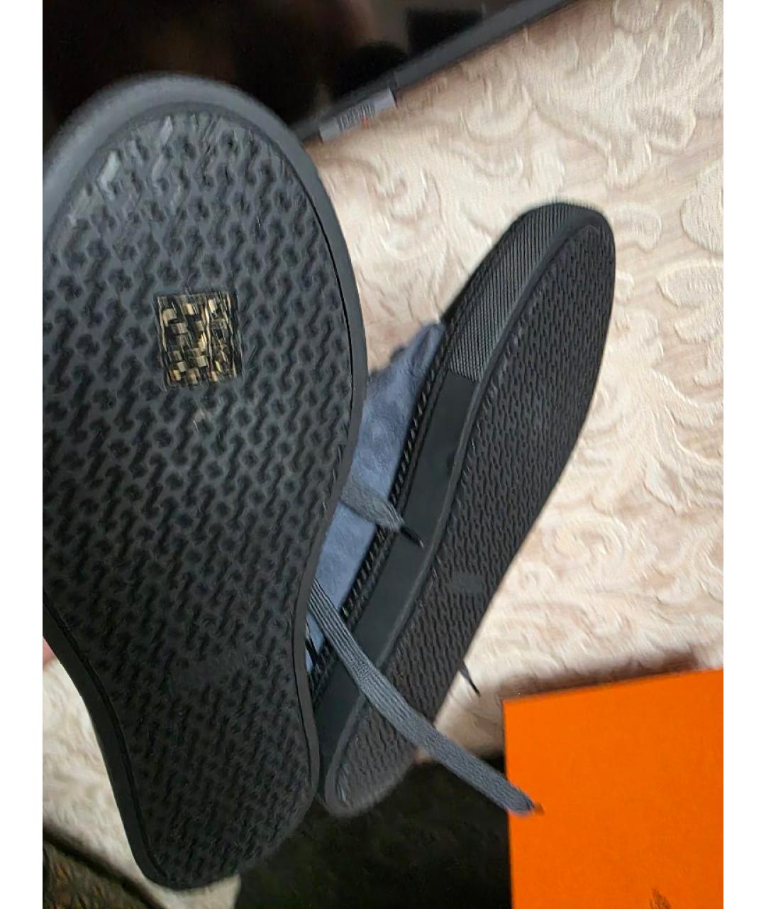 HERMES Синие замшевые высокие кроссовки / кеды, фото 5