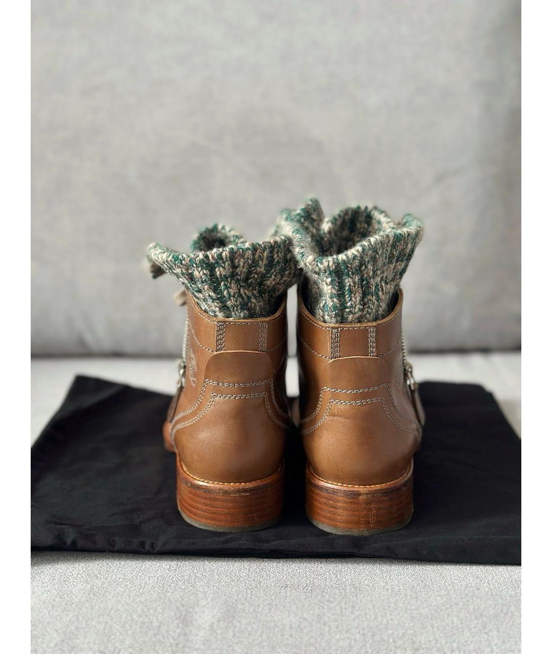 CHANEL Бежевые кожаные ботинки, фото 5