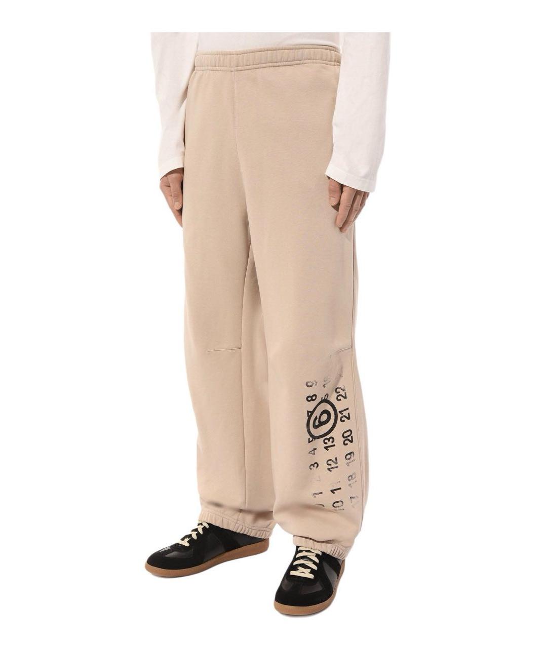 MM6 MAISON MARGIELA Бежевые хлопковые повседневные брюки, фото 2
