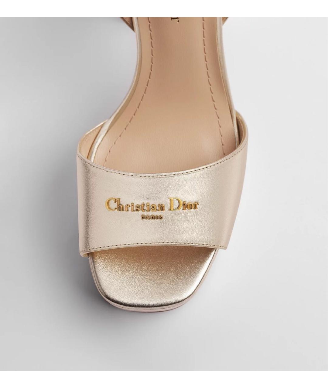 CHRISTIAN DIOR Бежевые кожаные босоножки, фото 4