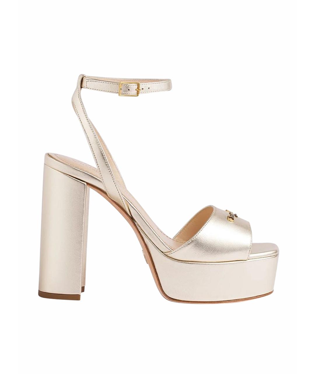 CHRISTIAN DIOR Бежевые кожаные босоножки, фото 1