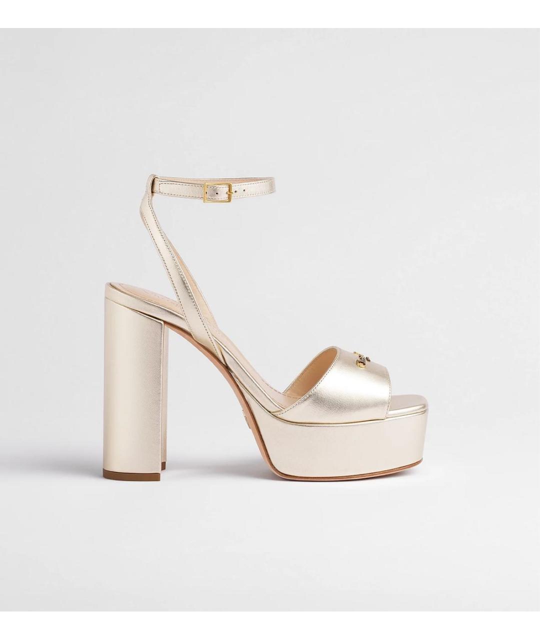 CHRISTIAN DIOR Бежевые кожаные босоножки, фото 5