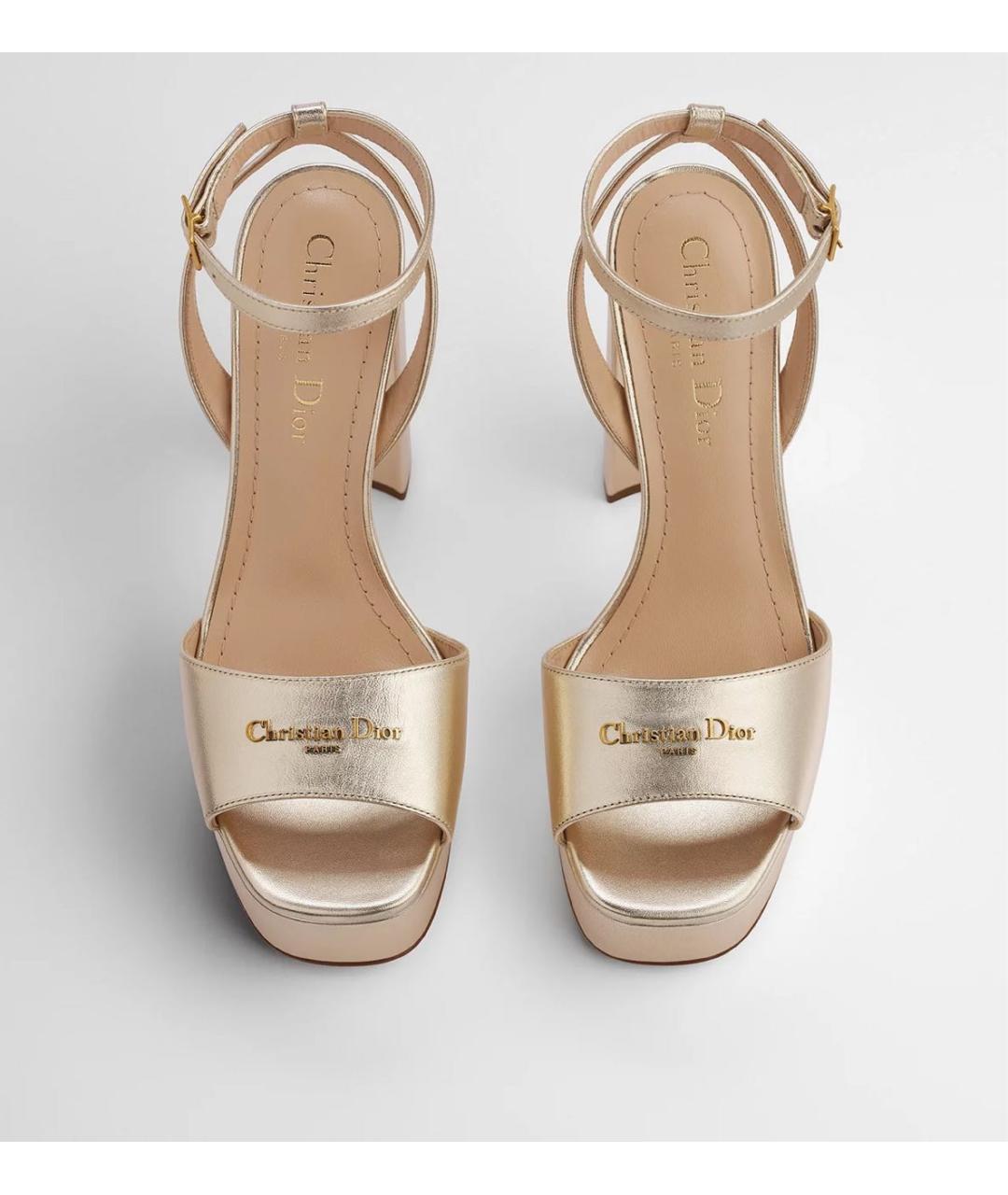 CHRISTIAN DIOR Бежевые кожаные босоножки, фото 2