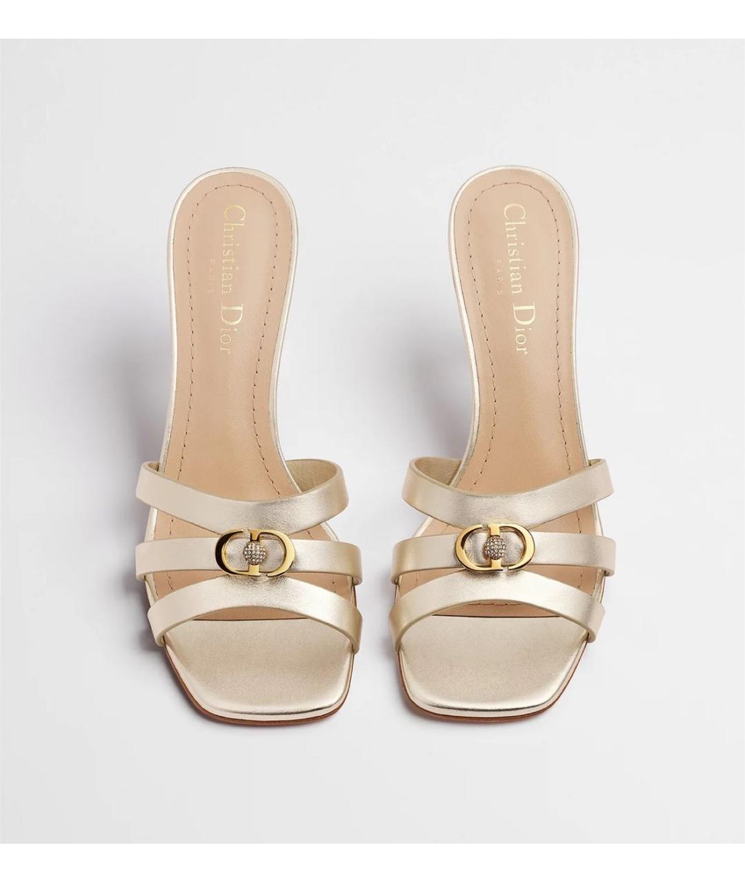 CHRISTIAN DIOR Бежевые кожаные мюли, фото 4