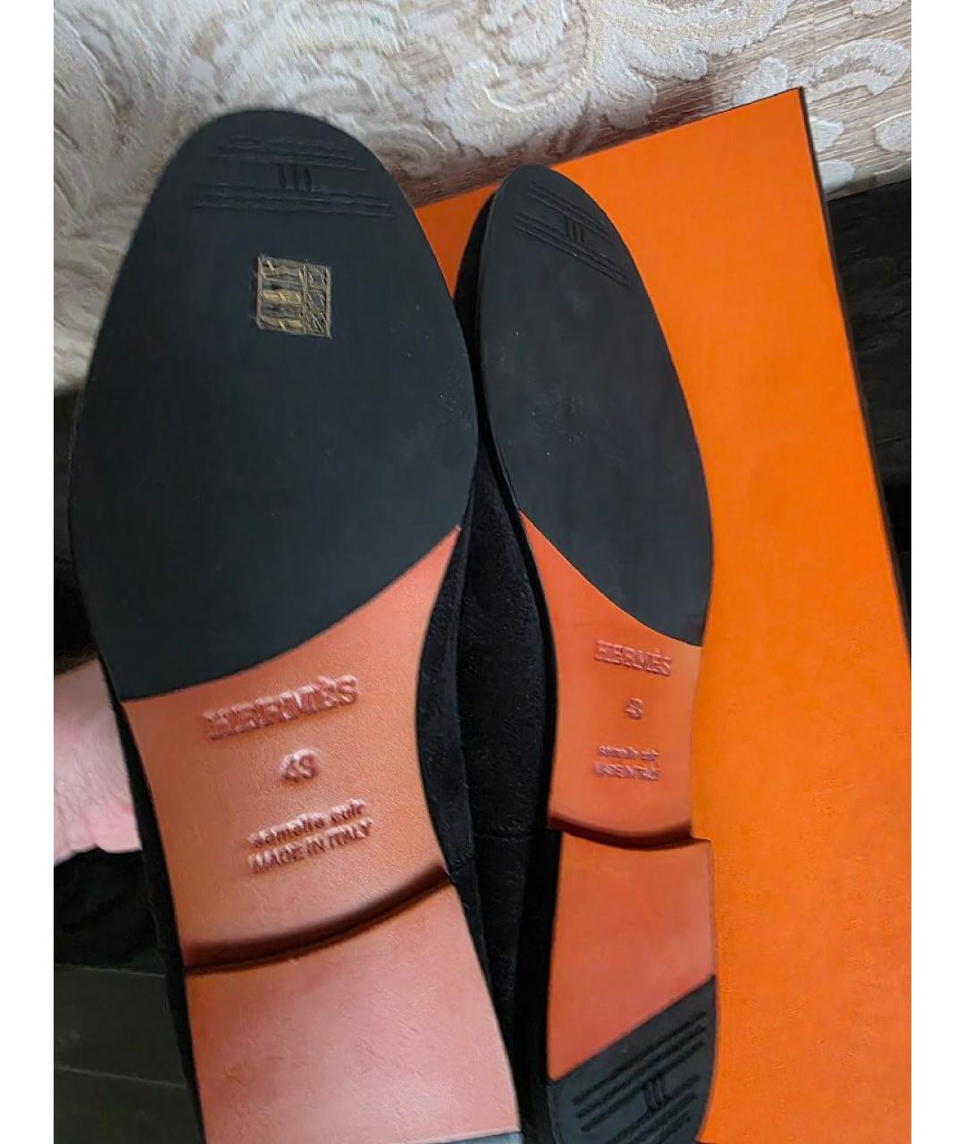 HERMES Темно-синие замшевые лоферы, фото 5