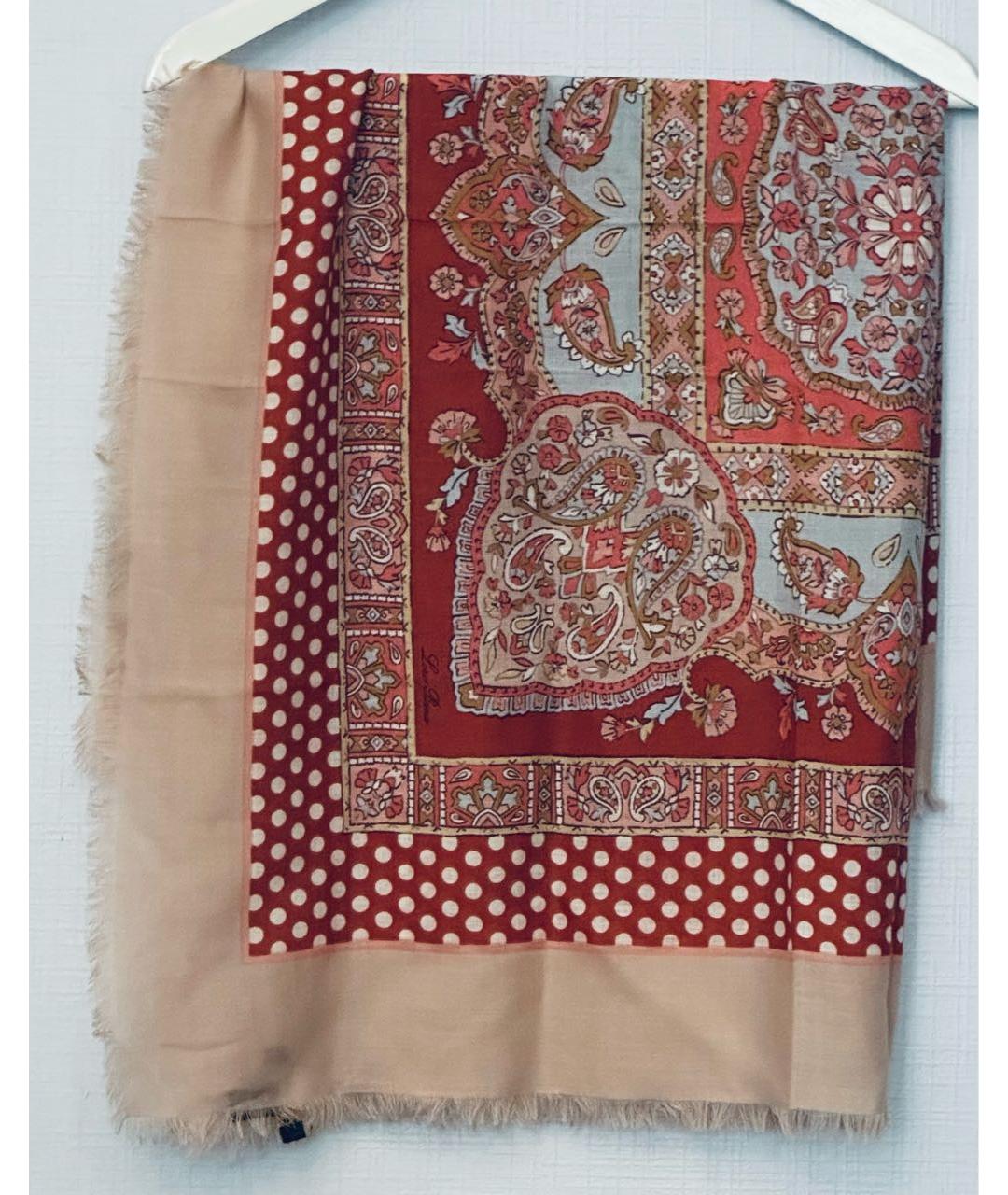 LORO PIANA Коралловый кашемировый платок, фото 8