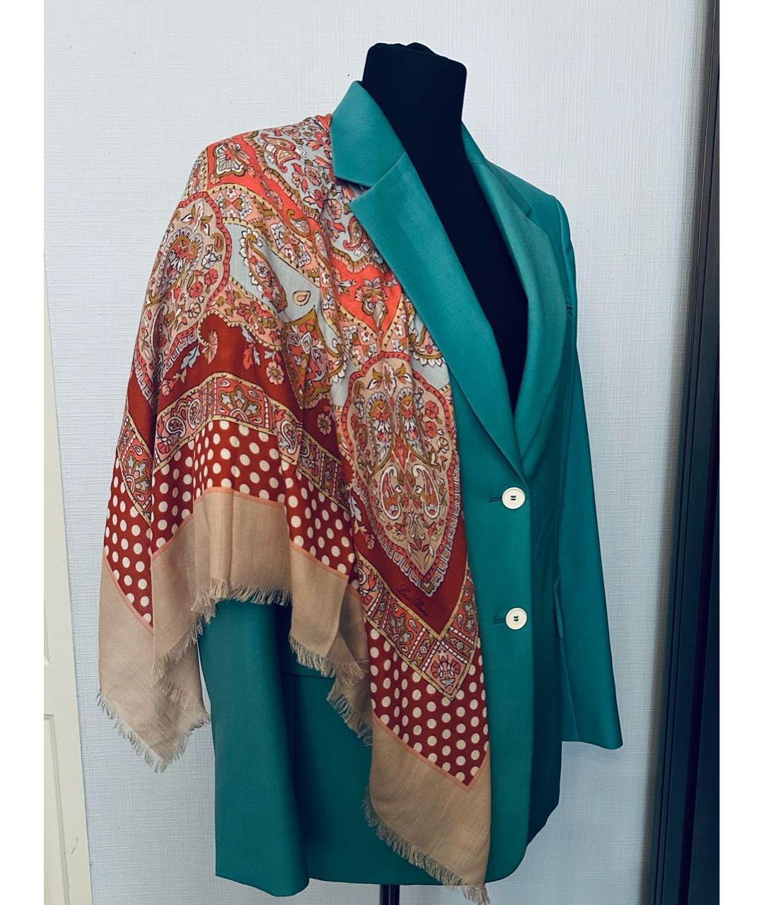 LORO PIANA Коралловый кашемировый платок, фото 7