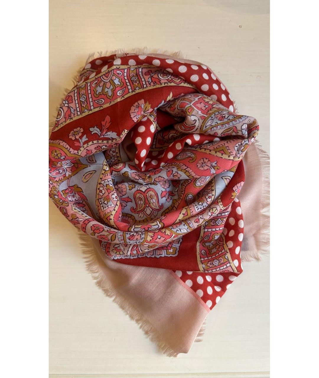 LORO PIANA Коралловый кашемировый платок, фото 6