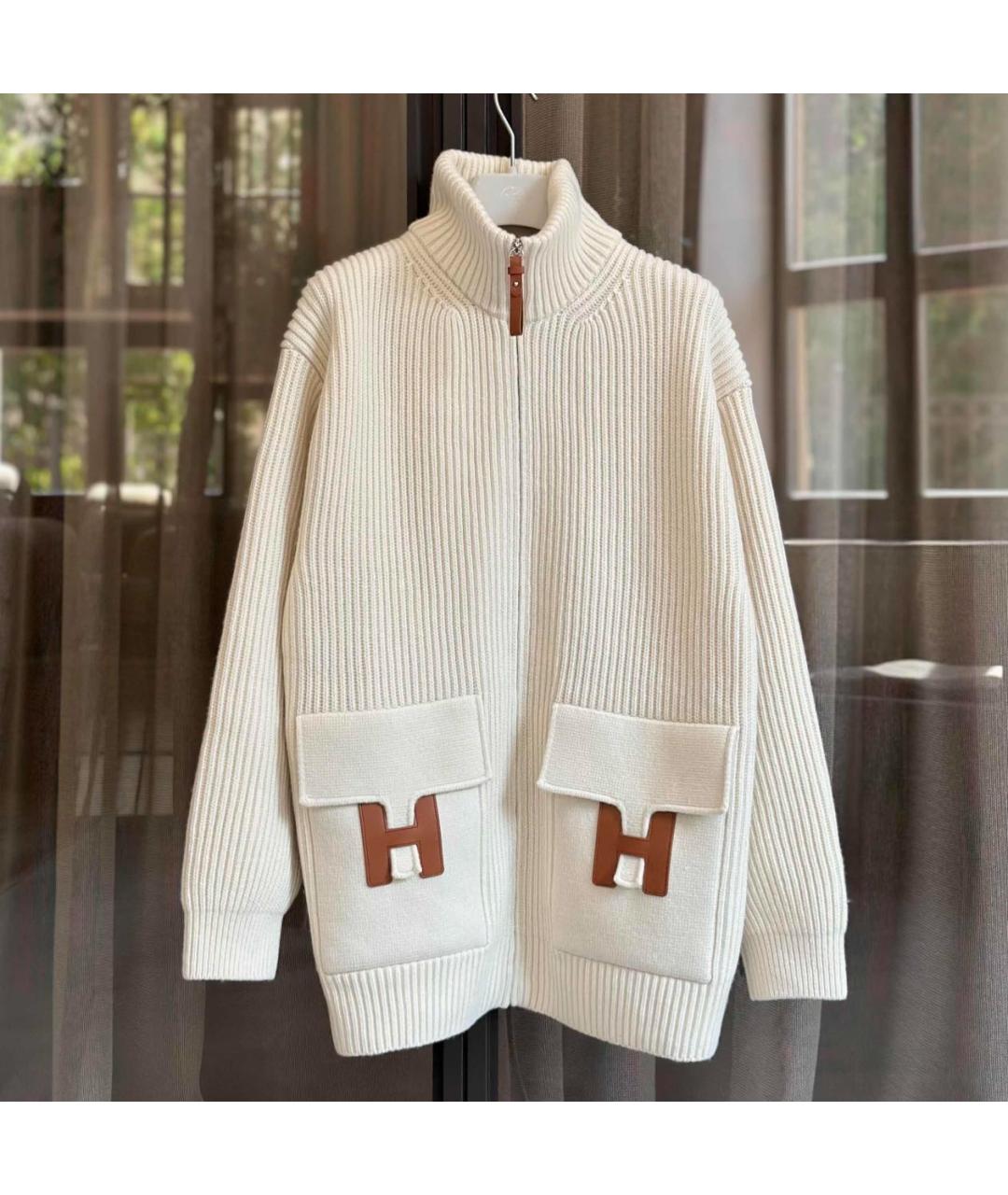 HERMES Белый шерстяной кардиган, фото 2