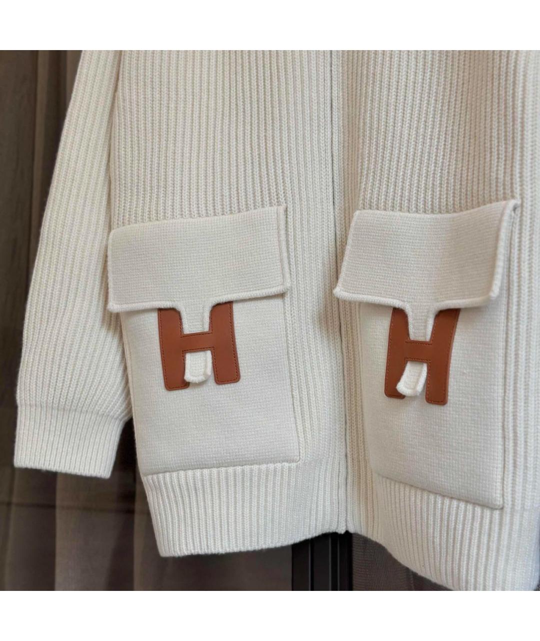 HERMES Белый шерстяной кардиган, фото 3