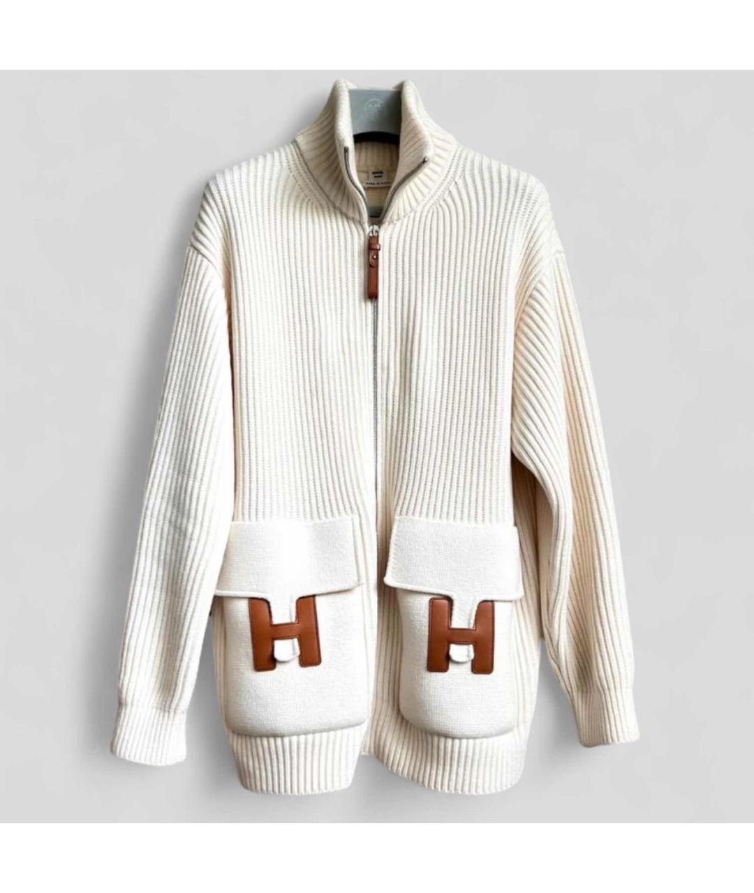 HERMES Белый шерстяной кардиган, фото 7