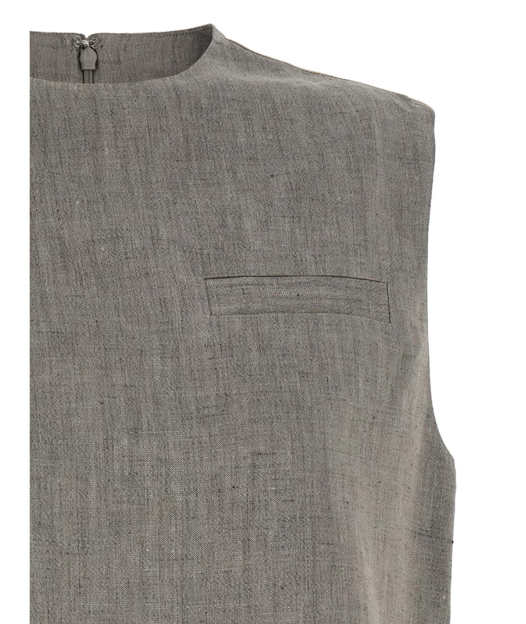 LOULOU STUDIO Серая льняная майка, фото 3