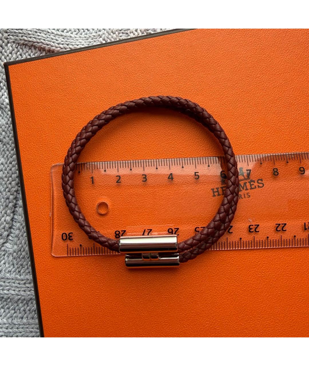 HERMES Коричневый кожаный браслет, фото 7