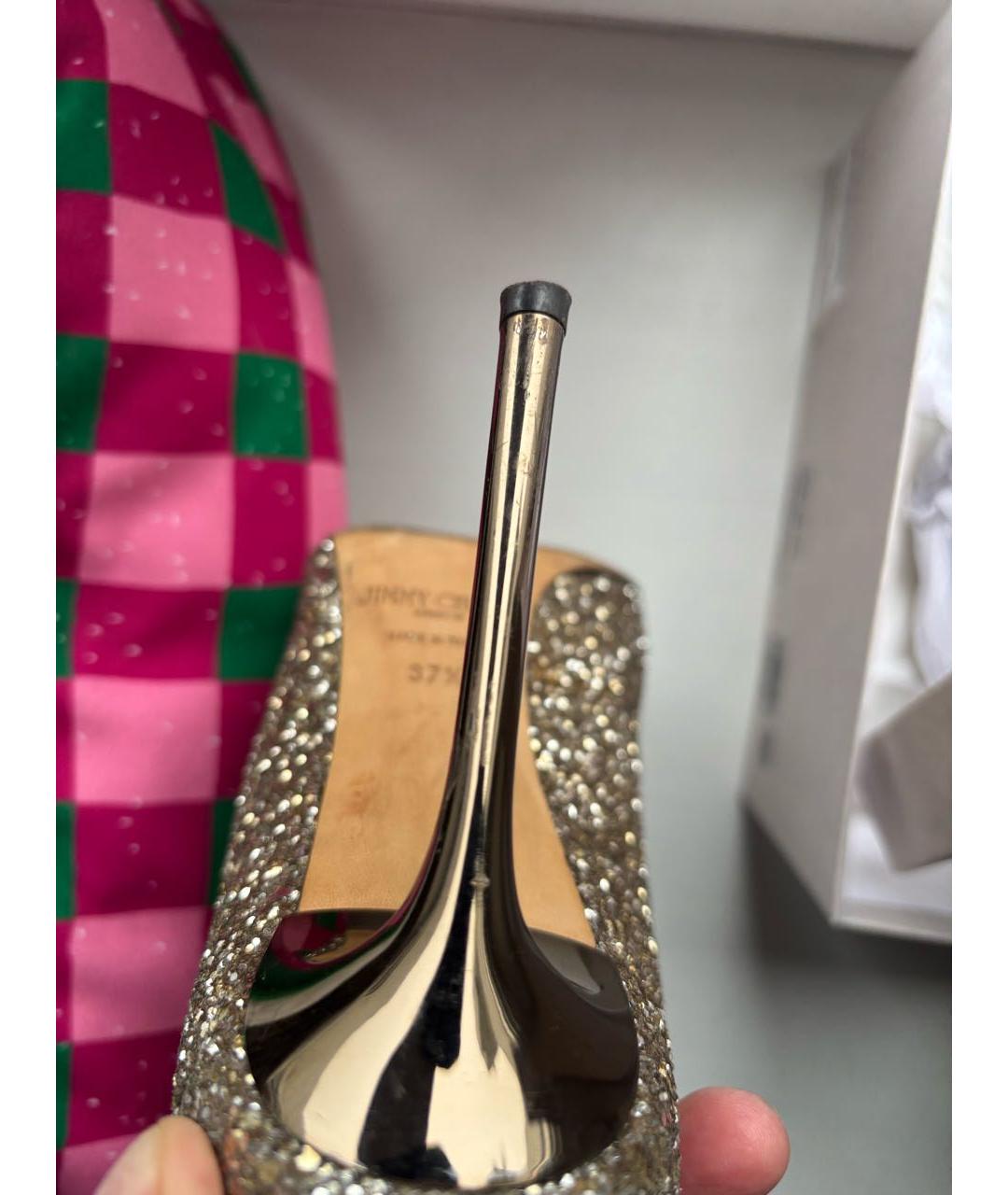 JIMMY CHOO Золотые текстильные туфли, фото 4