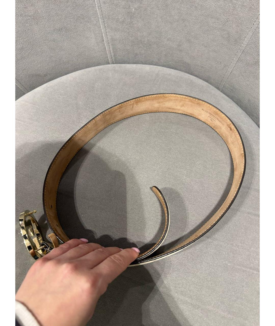 GUCCI Бежевый кожаный ремень, фото 5