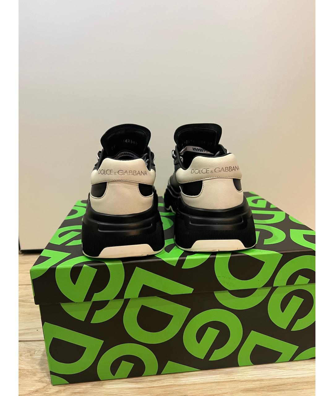 DOLCE&GABBANA Черные кожаные кроссовки, фото 4