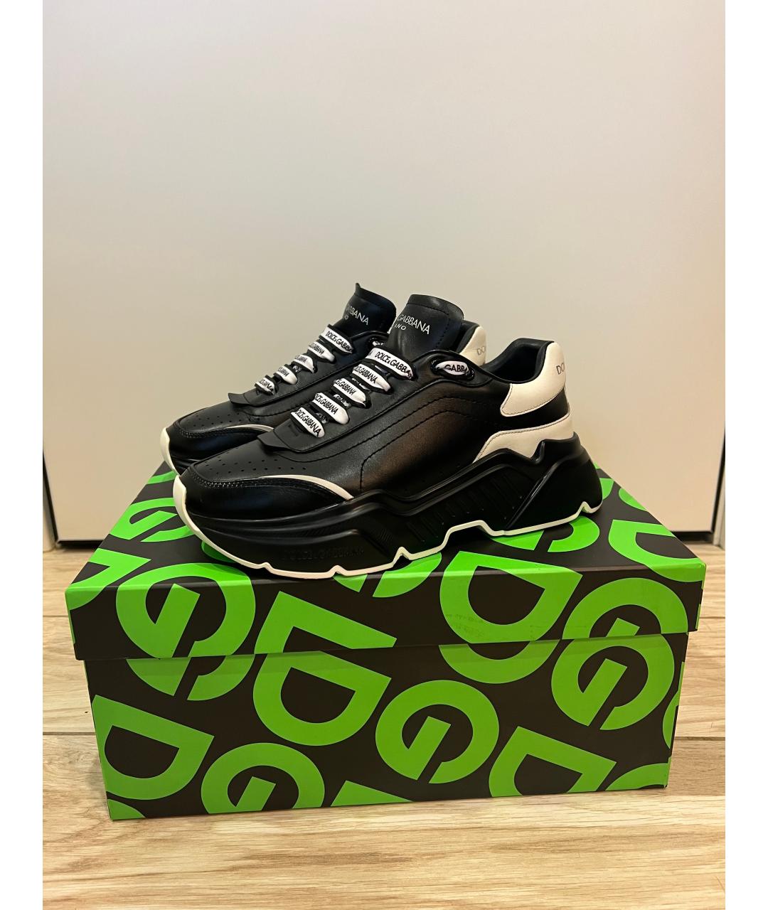 DOLCE&GABBANA Черные кожаные кроссовки, фото 6