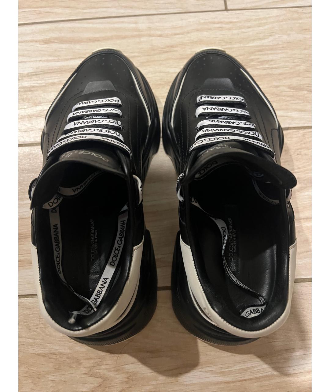 DOLCE&GABBANA Черные кожаные кроссовки, фото 3