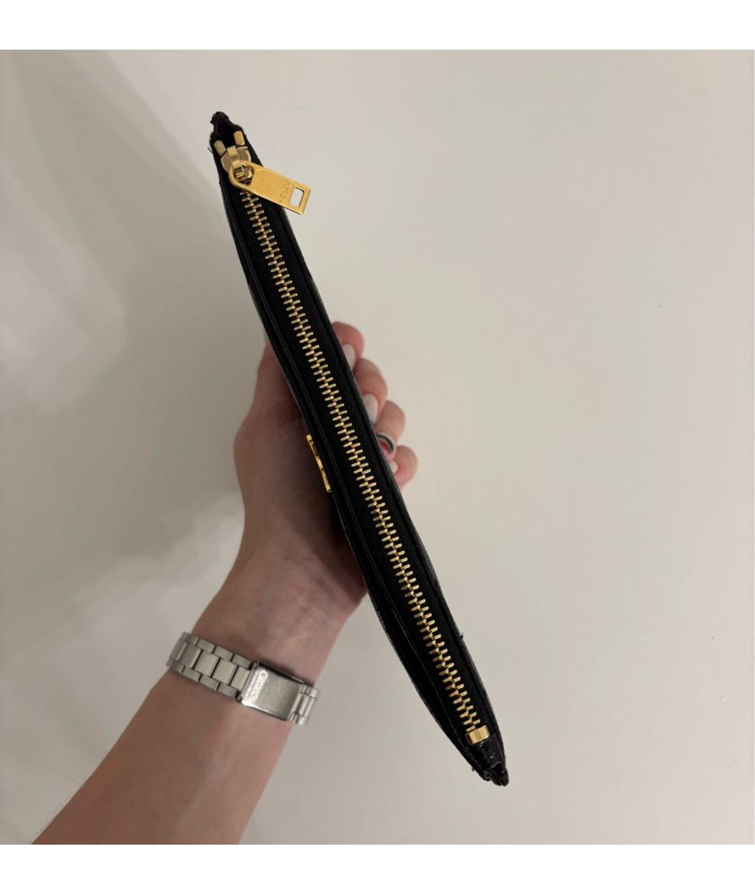 SAINT LAURENT Черный кожаный кошелек, фото 2