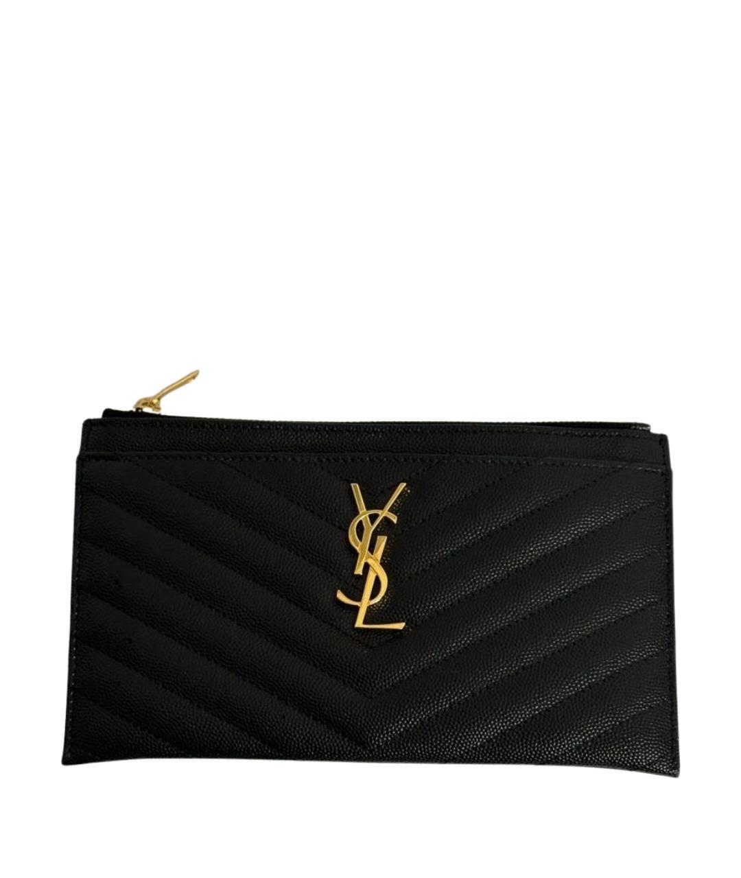 SAINT LAURENT Черный кожаный кошелек, фото 1