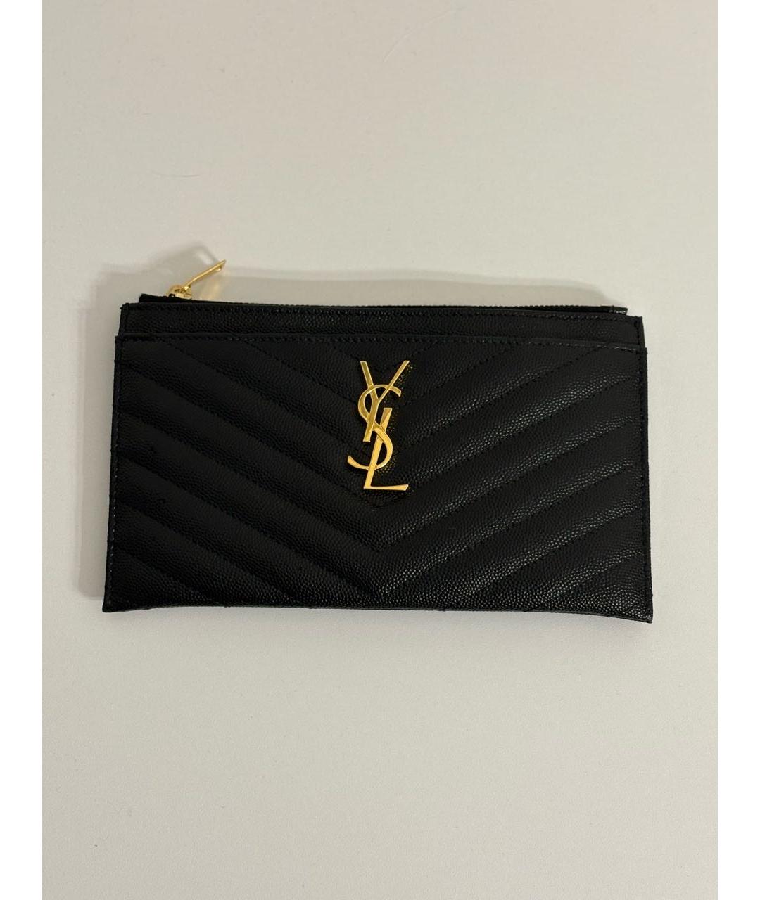 SAINT LAURENT Черный кожаный кошелек, фото 9