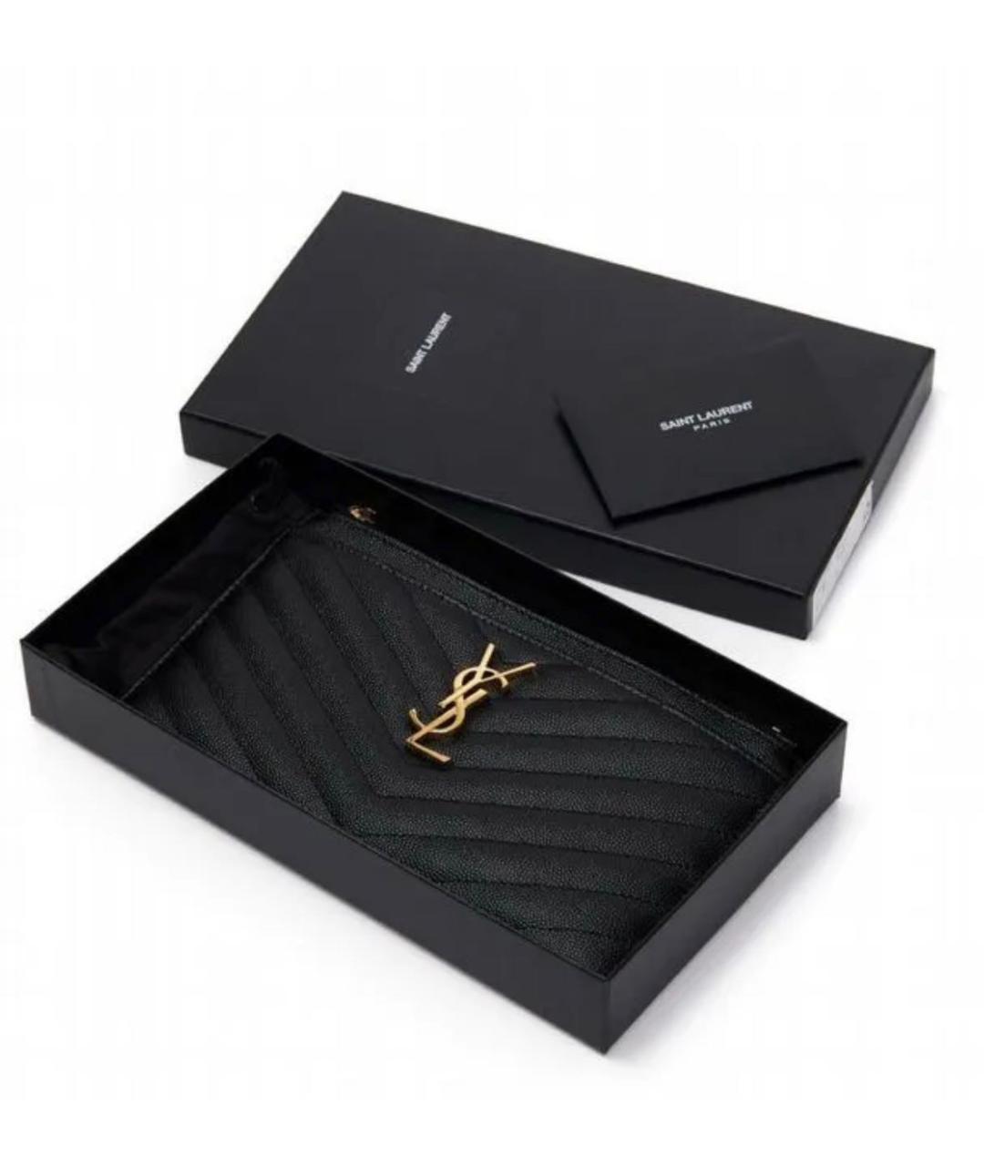 SAINT LAURENT Черный кожаный кошелек, фото 3