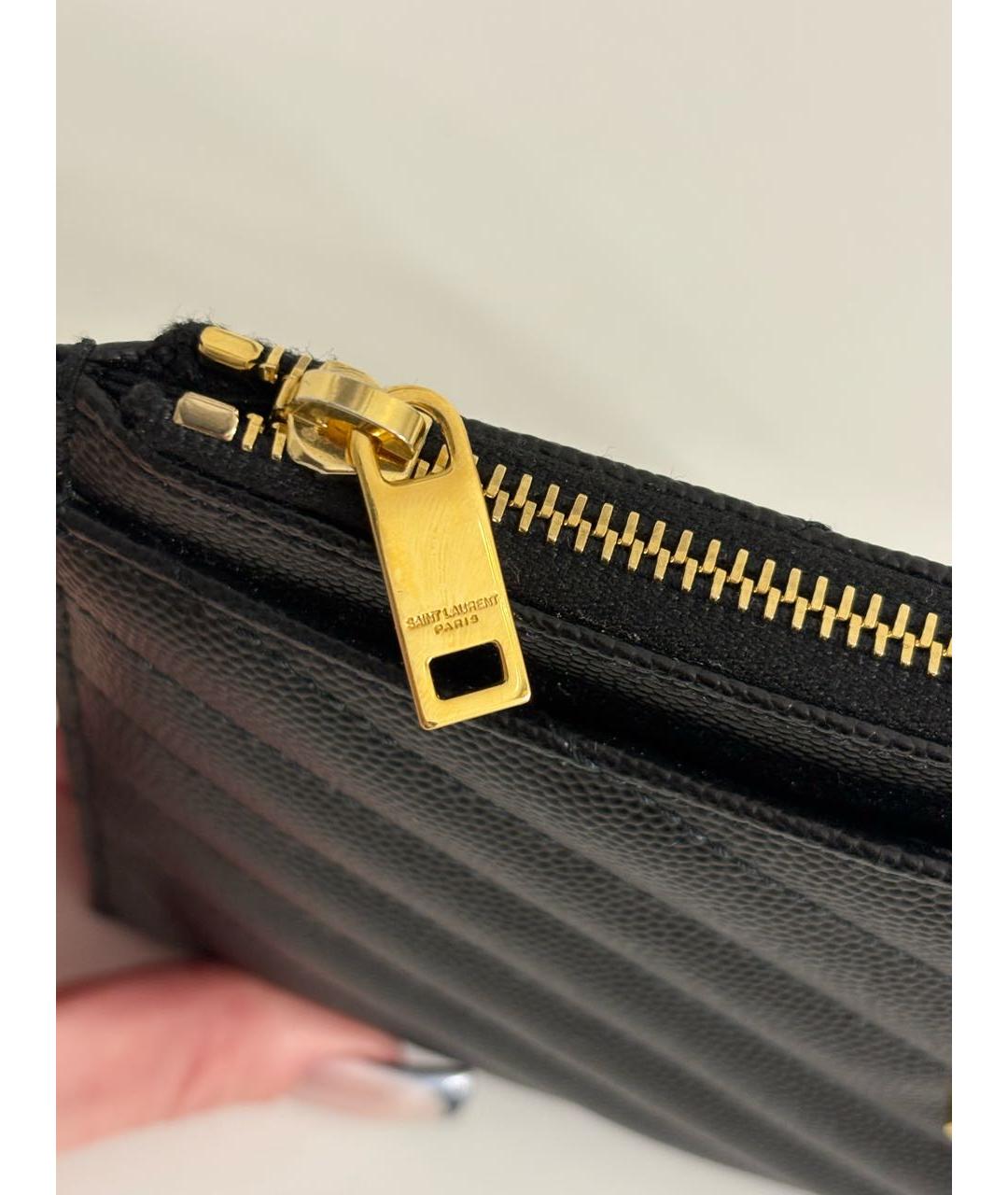 SAINT LAURENT Черный кожаный кошелек, фото 5