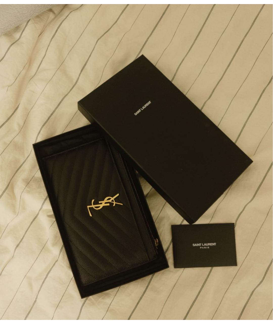 SAINT LAURENT Черный кожаный кошелек, фото 8