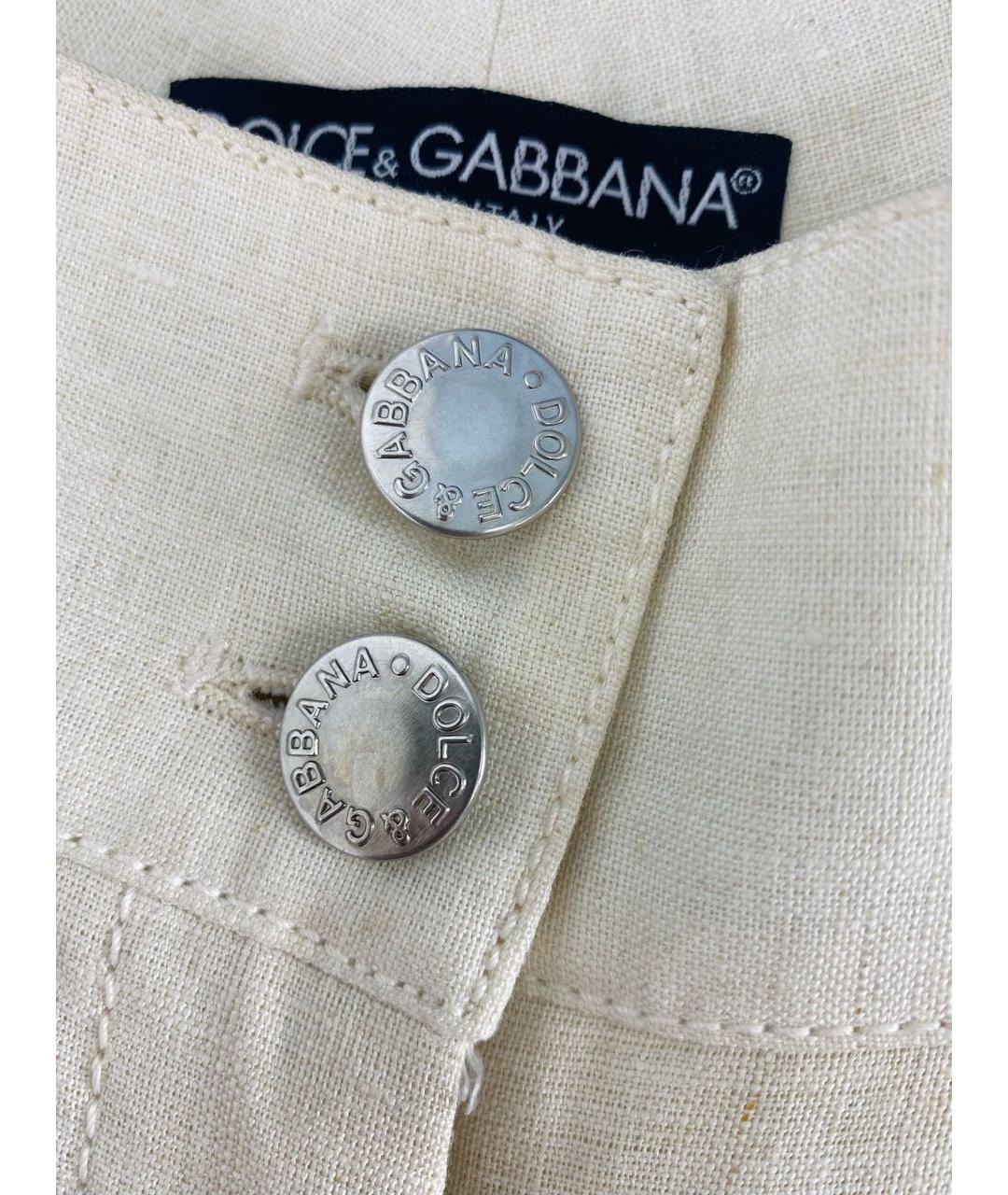 DOLCE&GABBANA Бежевые льняные прямые брюки, фото 8