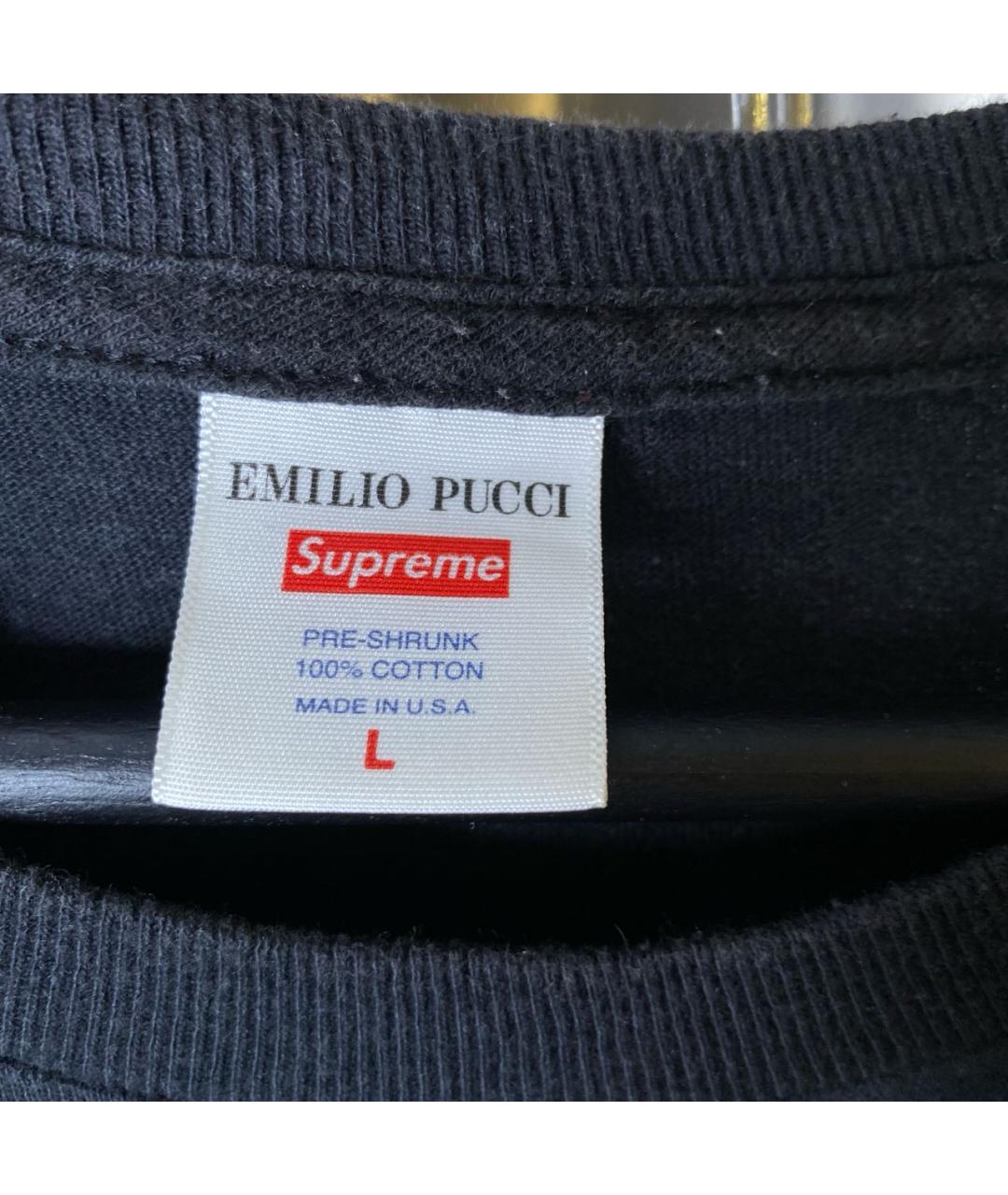 SUPREME Черная хлопковая футболка, фото 7