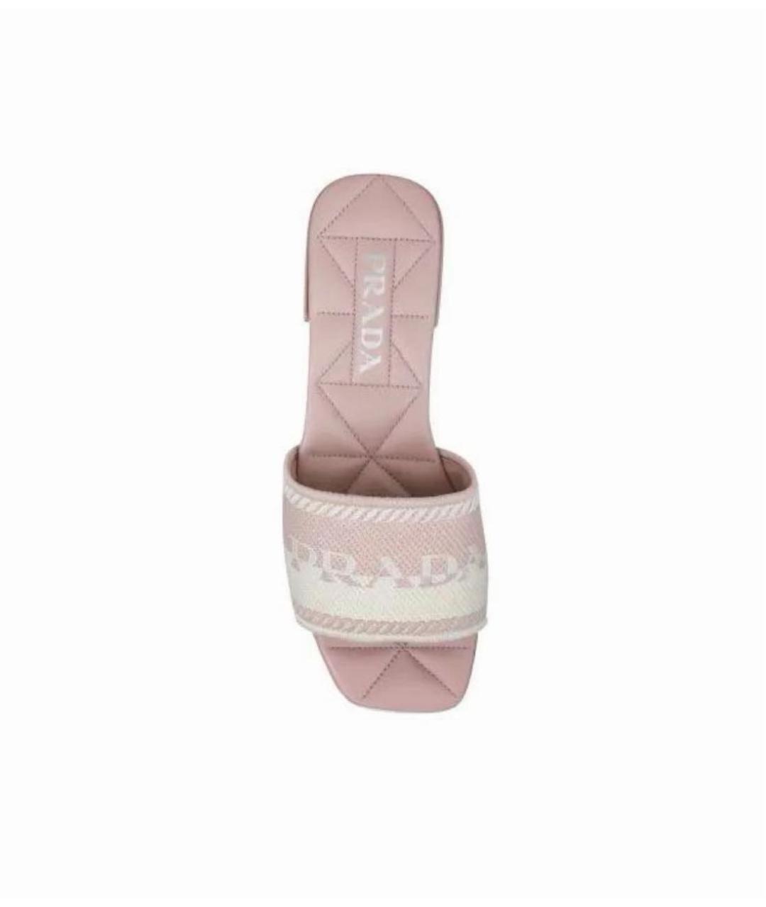 PRADA Розовые кожаные шлепанцы, фото 3