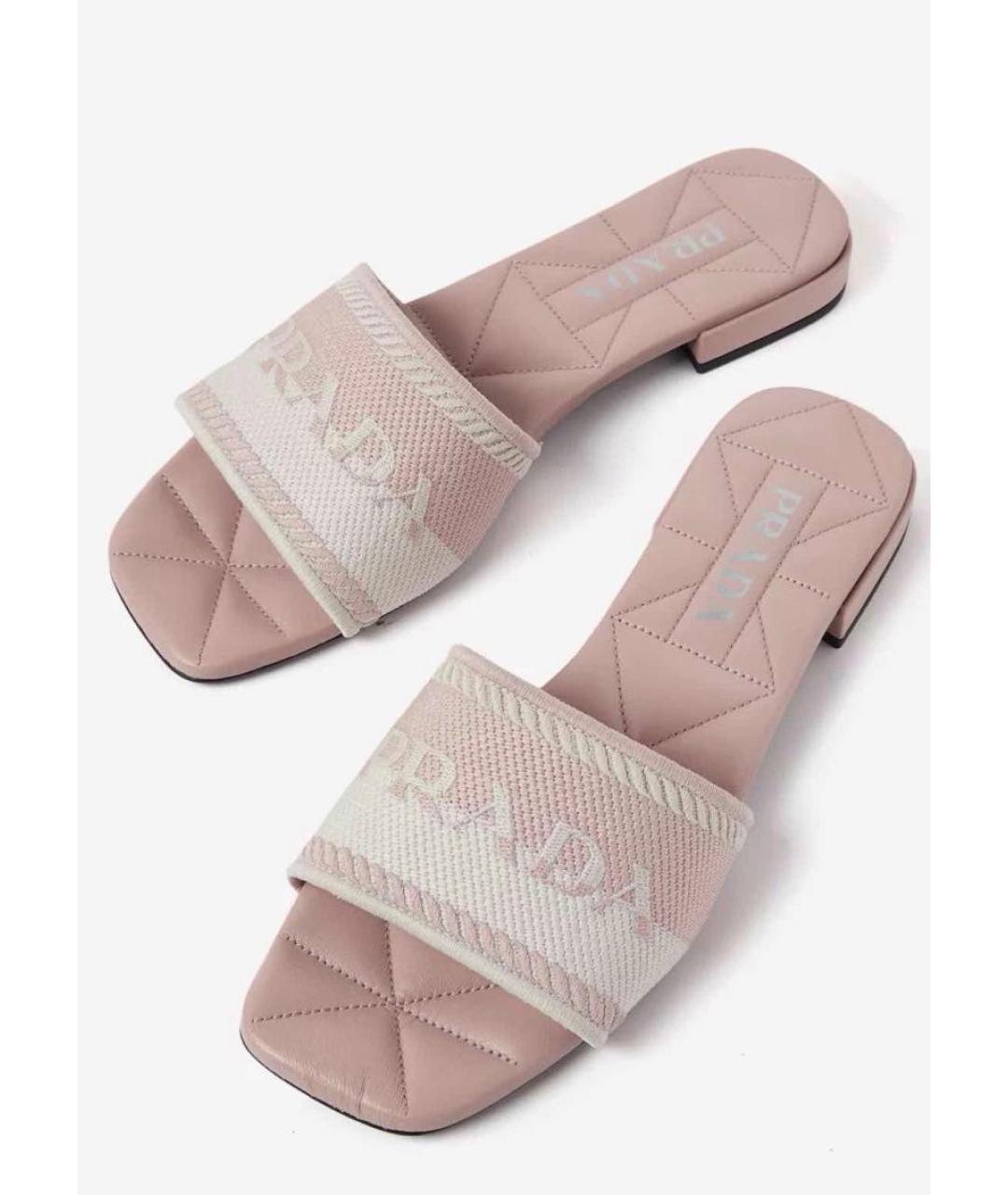 PRADA Розовые кожаные шлепанцы, фото 2