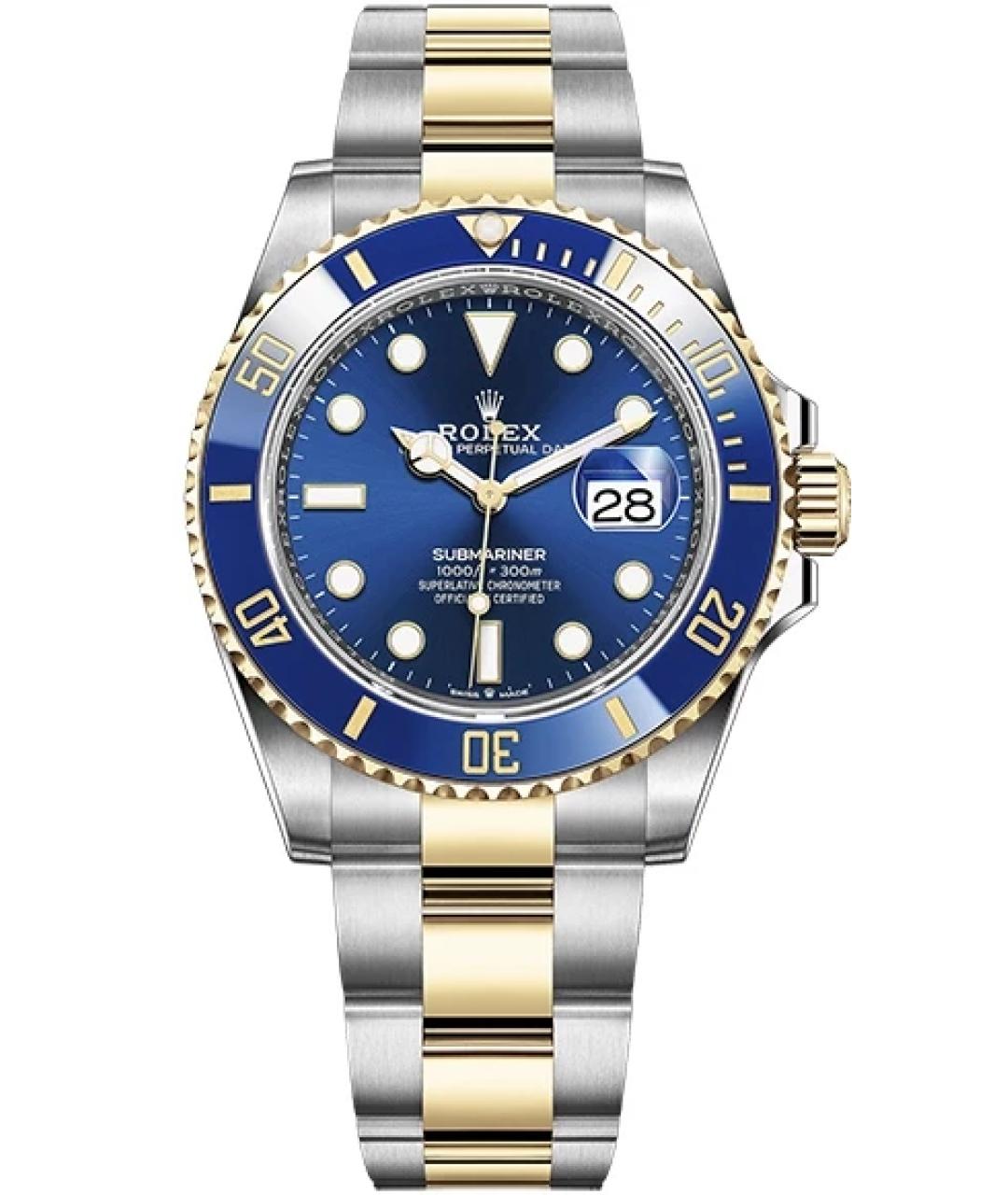 ROLEX Темно-синие часы из желтого золота, фото 4